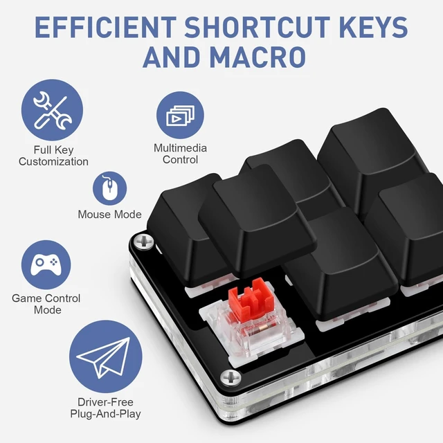 Alt view image 4 of 5 - Mini 6-Key Programmable Keyboard with Hotswappable Mechanical Switches