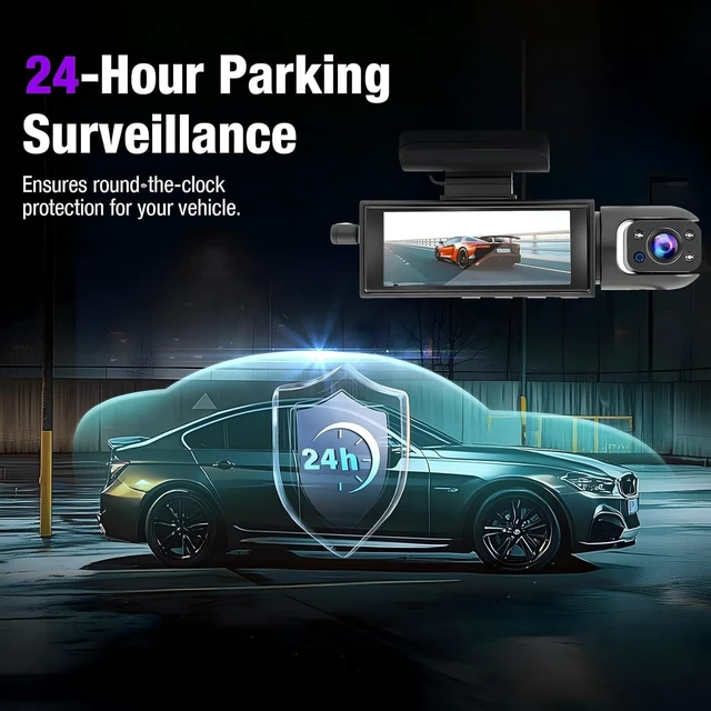 Alt view image 5 of 5 - Dashcam Front and Inside,Car Camera Dash Cam for Cars,Driving Recorder with IR Night Vision,Loop Recording,Wide Angle Lens,3.16 Inch IPS Screen,Parking Mode (Dark)