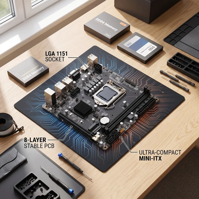 Alt view image 2 of 5 - Zopsc H110 Gaming Motherboard, LGA 1151 Mini ITX DDR4 2133 2400 2666MHz Support 6th 7th 8th Gen CPU, with M.2 NVMe Slot and PCIe x16, for Core i7 i5 Pentium Celeron Processo