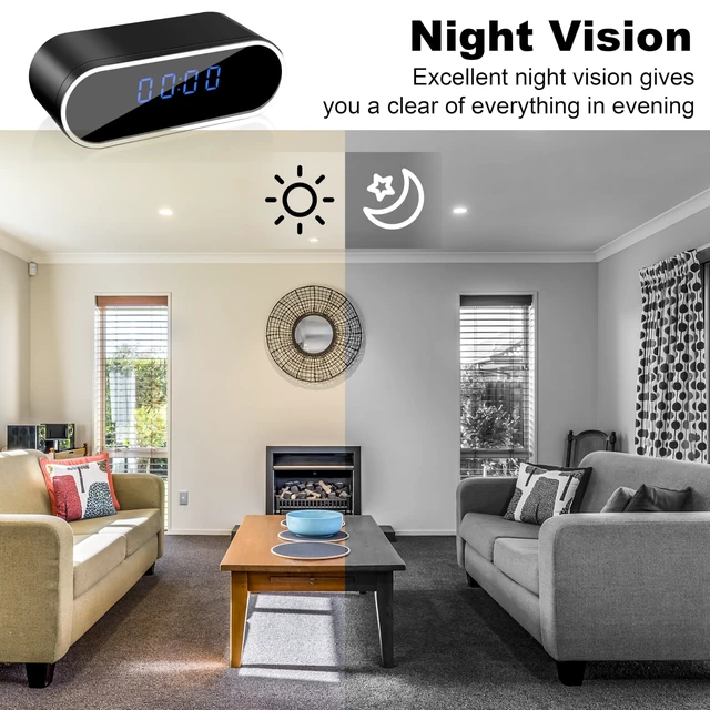Alt view image 4 of 5 - fijawee Smart Clock Camera, WiFi HD 1080P Wireless Mini Camera with Night Vision, Motion Detection, and Remote Viewing, Nanny Cam for Baby/Elder/Pet Care