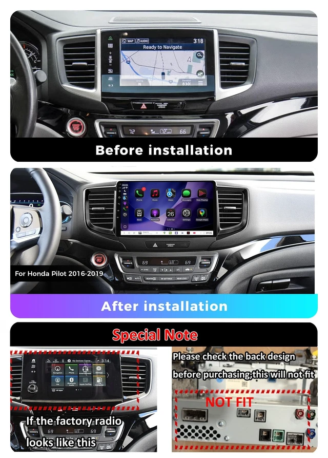 Alt view image 2 of 5 - DUDUAUTO DUDU3 Car Radio for Honda Pilot 2014-2020 Stereo Update 8-Core 4+64GB 10" Carplay & Android Auto Head Unit w/Custom Wallpaper Layout Touch Screen for Navigation,Music