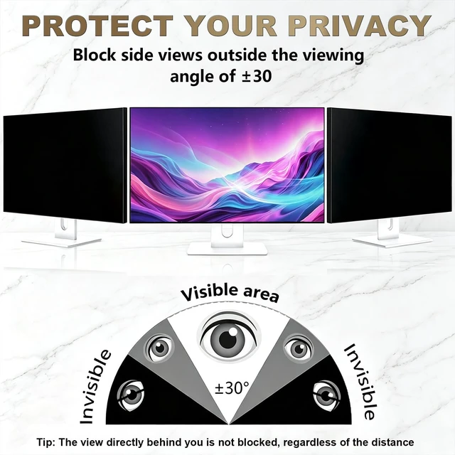 Alt view image 5 of 5 - 2 Pack Nano Suction Border Privacy Screen for 24 Inch Computer Monitor