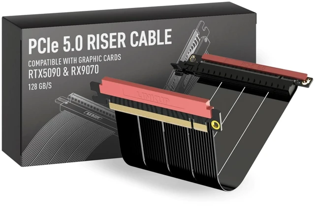 Main image of LINKUP PCIe 5.0 Riser Cable ^^ Vertical GPU Mount ^^ Double Reverse, 22cm