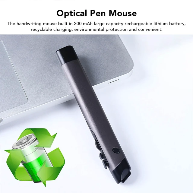 Alt view image 3 of 5 - FOSA Wireless Optical Mouse Pen, 2.4GHz USB Input Mouse, Rechargeable Ergonomic Design, 2 Modes for Notebook Desktop, 1200 DPI, 4 Button