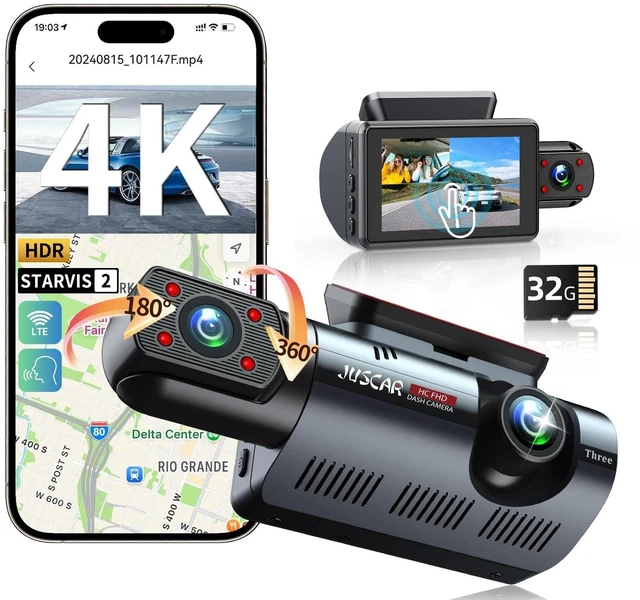 Main image of 4K Dual Dash Cam with WiFi GPS, Voice Control, 4K+1080P Front and Inside Car Camera, UHD Night Vision, Dash Camera for Cars with 3" IPS Touch Screen, 24H Parking Mode, G-Sensor, 32GB Card