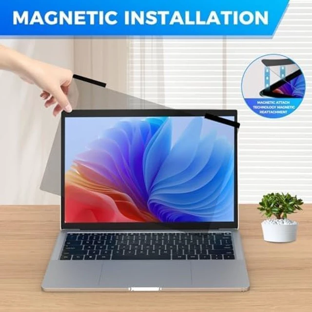 Alt view image 3 of 5 - JEAPKA 2Pack Magnetic Laptop Privacy Screen Filter 15.6 inch for 16:9 Widescreen Computer Monitor, Removable Anti Blue Light Privacy Shield, Anti-Glare Protector