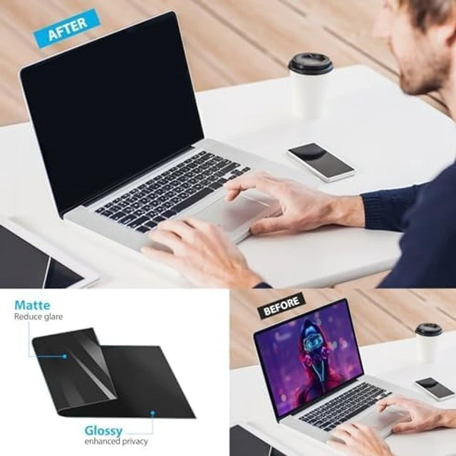 Alt view image 5 of 5 - JEAPKA 2Pack Magnetic Laptop Privacy Screen Filter 15.6 inch for 16:9 Widescreen Computer Monitor, Removable Anti Blue Light Privacy Shield, Anti-Glare Protector