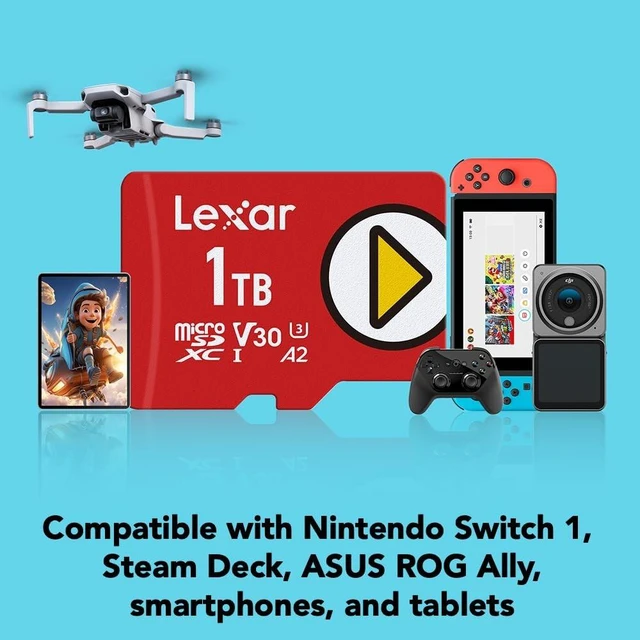 Alt view image 3 of 5 - Lexar 1TB Play Micro SD Card, 205MB/s Read, 4K, V30, UHS-I, A2