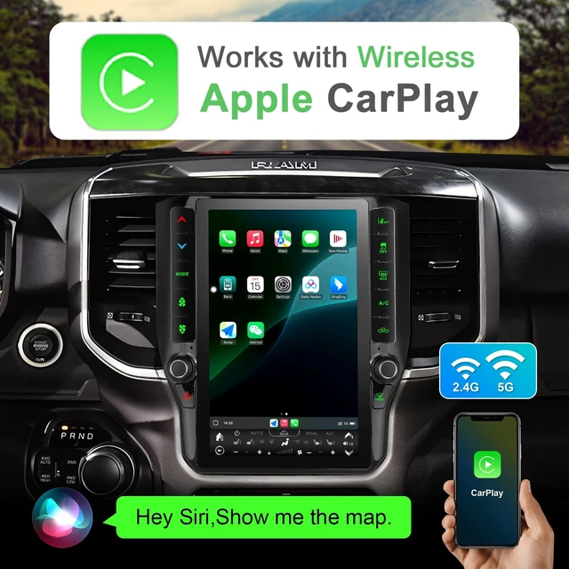 Alt view image 3 of 5 - 8 Cores 4+64G Radio Upgrade,2019-2024 for Dodge Ram 1500 2500 3500 Truck Car Radio Upgrade,12 inch Vertical Touchscreen Support Wireless CarPlay Android Auto GPS Bluetooth FM SWC(12 inch)