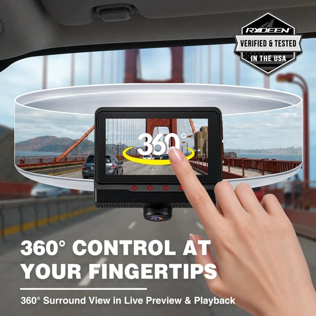 Alt view image 3 of 5 - 360 Panoramic Dash Cam with Front, Rear, Side & Cabin View, Night Vision