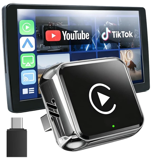 Main image of 4-in-1 Wireless CarPlay Adapter, Supports Apple CarPlay & Android Auto & AirPlay & MirrorLink, 2027 Upgraded Low Latency Screen Mirroring Dongle for Car with USB-A/USB-C Connection, Plug & Play