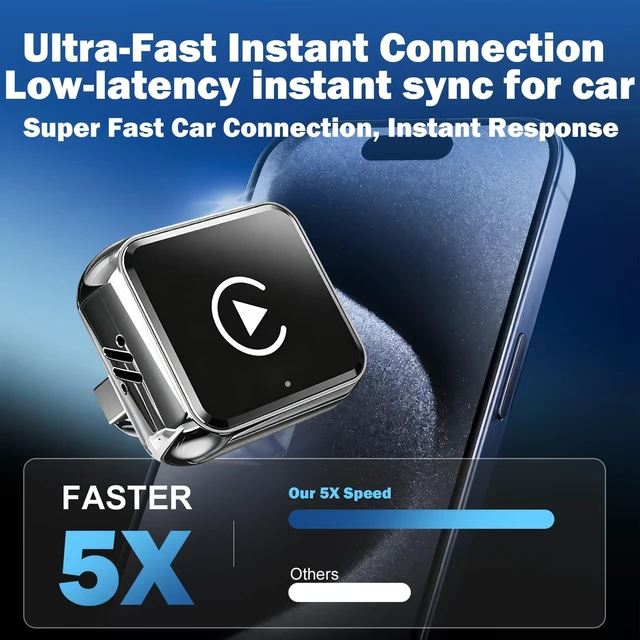 Alt view image 2 of 5 - 4-in-1 Wireless CarPlay Adapter, Supports Apple CarPlay & Android Auto & AirPlay & MirrorLink, 2027 Upgraded Low Latency Screen Mirroring Dongle for Car with USB-A/USB-C Connection, Plug & Play