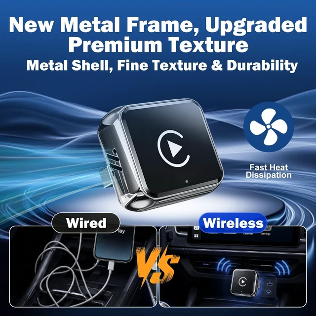 Alt view image 4 of 5 - 4-in-1 Wireless CarPlay Adapter, Supports Apple CarPlay & Android Auto & AirPlay & MirrorLink, 2027 Upgraded Low Latency Screen Mirroring Dongle for Car with USB-A/USB-C Connection, Plug & Play