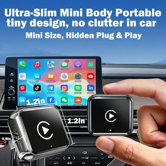 Alt view image 5 of 5 - 4-in-1 Wireless CarPlay Adapter, Supports Apple CarPlay & Android Auto & AirPlay & MirrorLink, 2027 Upgraded Low Latency Screen Mirroring Dongle for Car with USB-A/USB-C Connection, Plug & Play