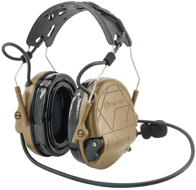 Alt view image 2 of 5 - TACGZGJSM TAC300 Tactical Headset, Noise Cancelling Sound Amplification Hearing Protection with Detachable Headband & 2Pin PTT for Airsoft Sports (Coyote Brown)