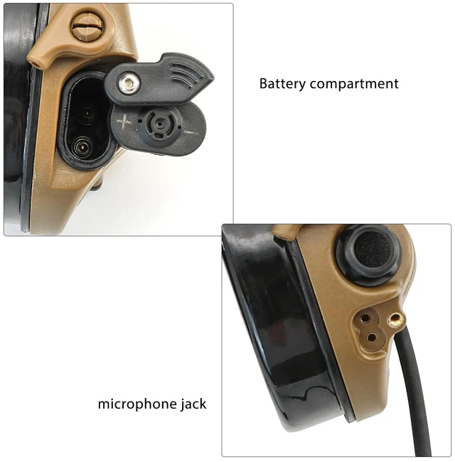 Alt view image 5 of 5 - TACGZGJSM TAC300 Tactical Headset, Noise Cancelling Sound Amplification Hearing Protection with Detachable Headband & 2Pin PTT for Airsoft Sports (Coyote Brown)