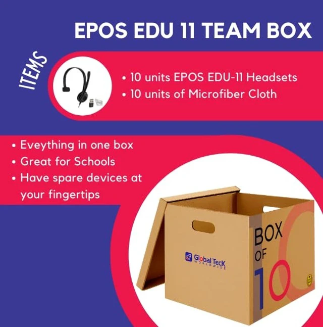 Alt view image 2 of 5 - EPOS USB Mono USB Computer Headsets with Microphone for Classroom, Training, Call Centers (10 Pack) with Global Teck Microfiber Cloth