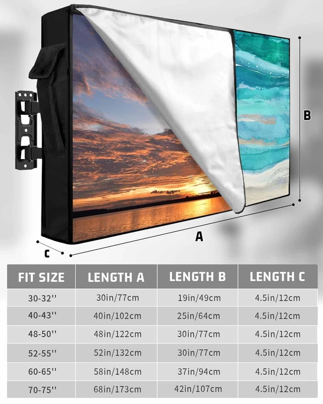 Alt view image 2 of 5 - Lsrtoss Outdoor TV Cover 48-50 Inch Weatherproof, Teal Coastal Outdoor TV Enclosure with Zipper & Roll Up Front Flap, Summer Beach Nautical Abstract Art Waterproof TV Covers for Outside Flat Screen TV