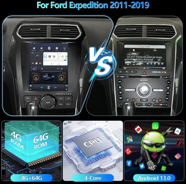 Alt view image 3 of 4 - 9.7-Inch Android 13 Car Stereo with WiFi GPS Navigation for Ford Explorer 2013-2018, 4 Core Radio Player, Touch Screen, Backup Camera, 4GB RAM 64GB Storage (4+64GB)