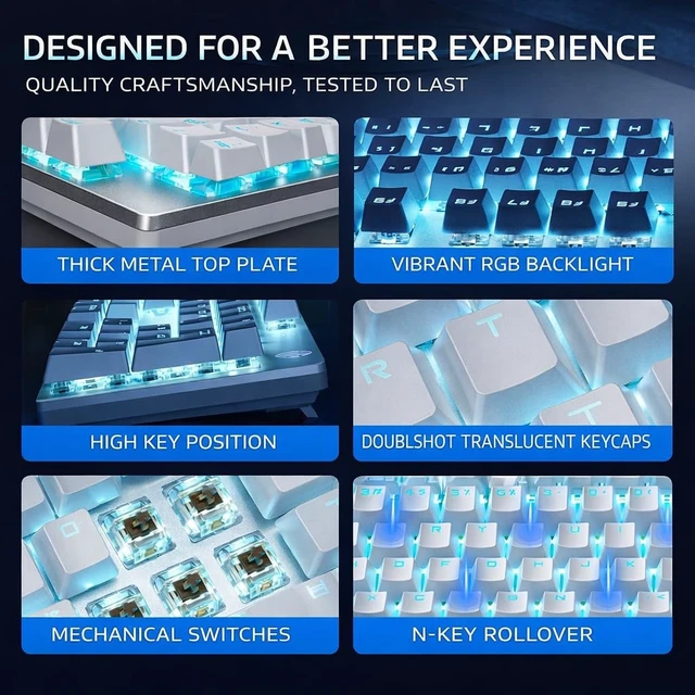 Alt view image 3 of 5 - HP GK400F Wired Mechanical Gaming Keyboard, for Desktop & Laptop (White)