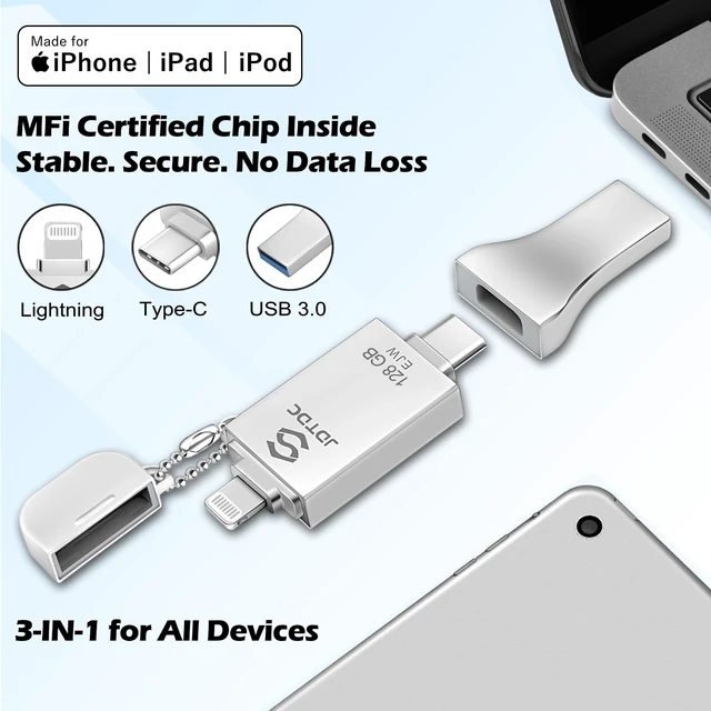 Alt view image 3 of 5 - Genuine 128GB Apple MFi Photo Stick & Flash Drive for iPhone 17/16/15/14/13
