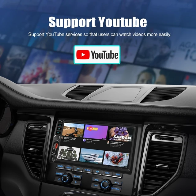 Alt view image 2 of 5 - Double Din Car Stereo with Wireless Carplay Android Auto, 7 inch IPS Touch Screen Car Radio Bluetooth Hands-Free Online Video Mirror Link FM Radio EQ USB/SD/AUX Input SWC