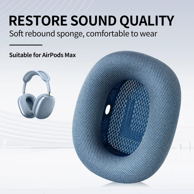 Alt view image 2 of 5 - MOLGRIA Ear Cushions for AirPods Max 1 & 2 Over-Ear Headphones Earpads Replacement Covers Cups Pads with Durable Mesh Fabric, Softer Foam (Blue)