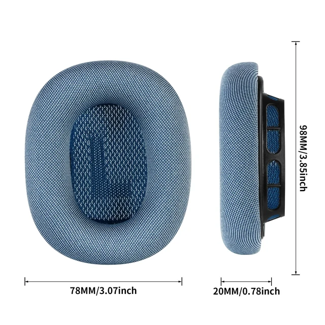 Alt view image 5 of 5 - MOLGRIA Ear Cushions for AirPods Max 1 & 2 Over-Ear Headphones Earpads Replacement Covers Cups Pads with Durable Mesh Fabric, Softer Foam (Blue)