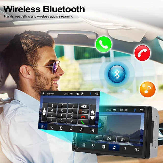 Alt view image 4 of 5 - Double Din Car Stereo with Wireless Carplay Android Auto, 7 inch IPS Touch Screen Car Radio Bluetooth Hands-Free Online Video Mirror Link FM Radio EQ USB/SD/AUX Input SWC