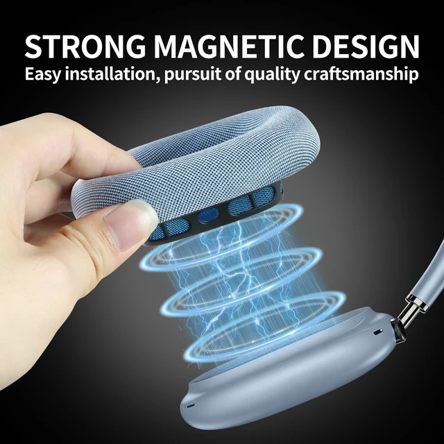 Alt view image 4 of 5 - MOLGRIA Ear Cushions for AirPods Max 1 & 2 Over-Ear Headphones Earpads Replacement Covers Cups Pads with Durable Mesh Fabric, Softer Foam (Blue)