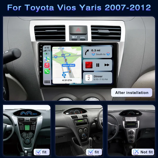 Alt view image 2 of 5 - 9 inch Car Radio for Toyota Yaris 2007 2008 2009 2010 2011 2012