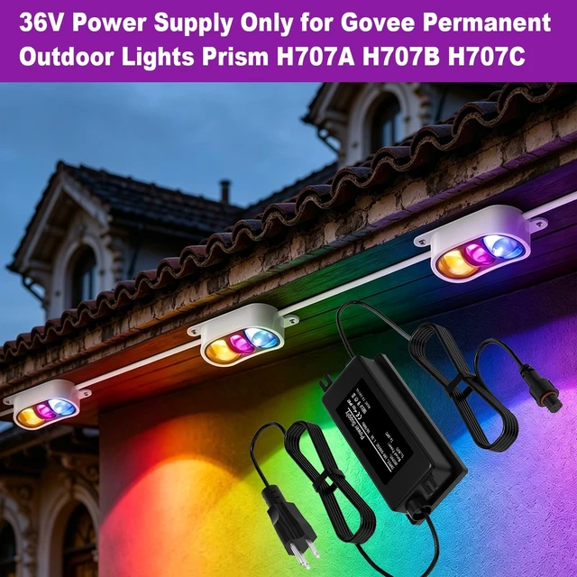 Alt view image 2 of 5 - 36V Waterproof Power Supply Only for Govee Permanent Outdoor Lights Prism Compatible with Govee H707A H707B H707C Power Adapter Cord