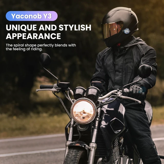 Alt view image 2 of 5 - Yaconob Y3 Helmet Bluetooth Headset (More Suitable for Couples), Auto Answer Phone, Intercom, Music, Intercom, Active Noise Cancellation, Waterproof (1 Pack)