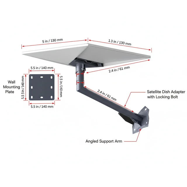 Alt view image 4 of 5 - starlink wall Mount Standard kit Compatible with Gen3/4X/V4 Dish