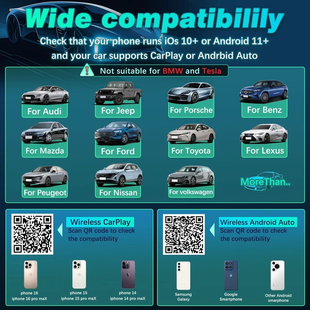 Alt view image 2 of 5 - Gearzbtor 2-in-1 Wireless Carplay Adapter Android Auto Adapter