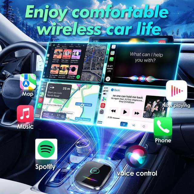 Alt view image 4 of 5 - Gearzbtor 2-in-1 Wireless Carplay Adapter Android Auto Adapter