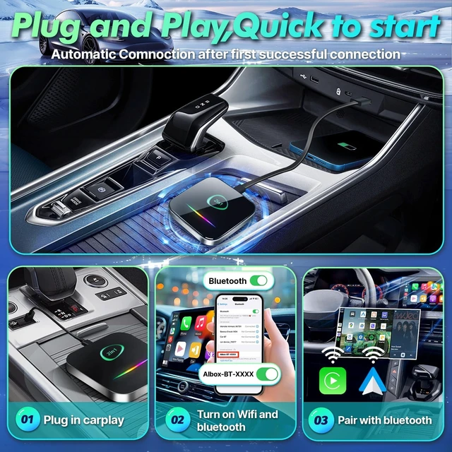 Alt view image 5 of 5 - Gearzbtor 2-in-1 Wireless Carplay Adapter Android Auto Adapter