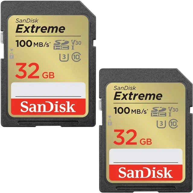 Main image of SanDisk 32GB Extreme SDHC Cards (2-Pack) + RescuePRO Deluxe, up to 100MB/s, UHS-I, Class 10, U3, V30