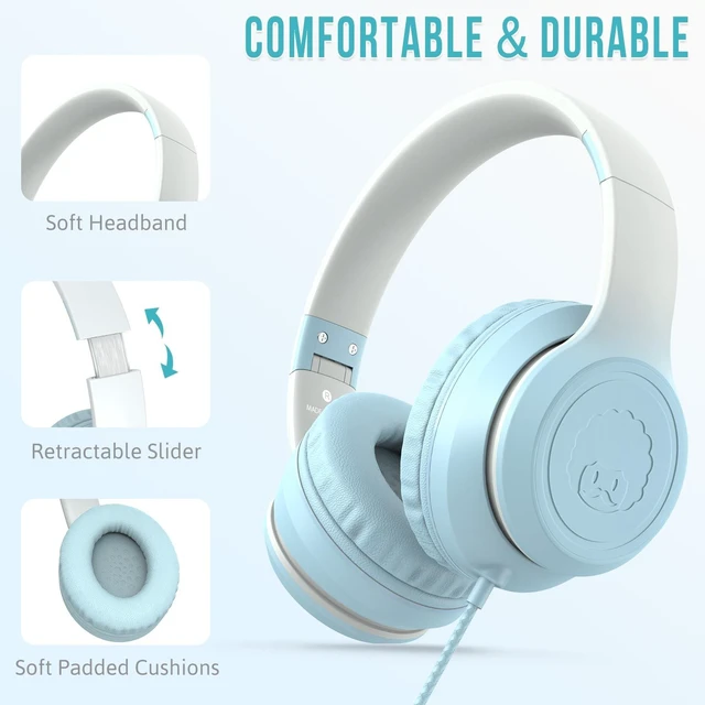 Alt view image 2 of 5 - rockpapa L22 Foldable Wired Headphones for Kids Girls Boys with Microphone