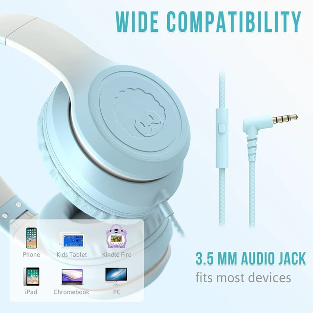 Alt view image 5 of 5 - rockpapa L22 Foldable Wired Headphones for Kids Girls Boys with Microphone