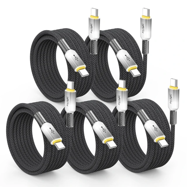 Main image of XiAyriky 15FT USB C Cable 5-Pack, 60W Fast Charging, 480Mbps Data
