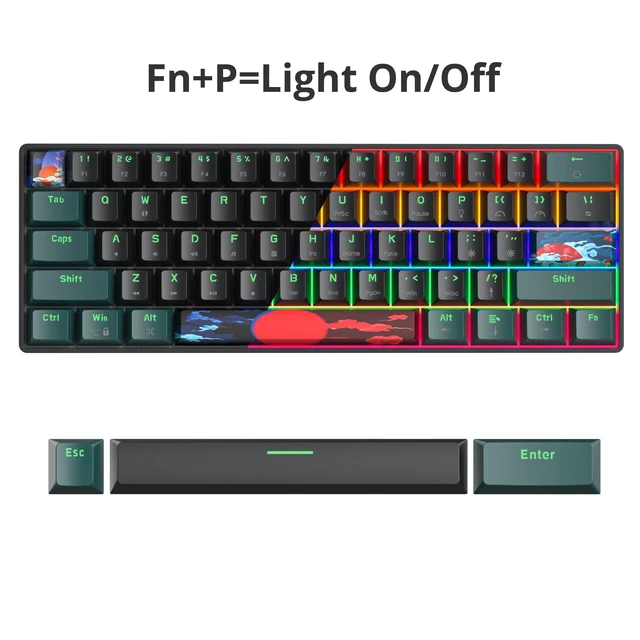 Alt view image 4 of 5 - Owpkeenthy 60% Wired Mechanical Keyboard