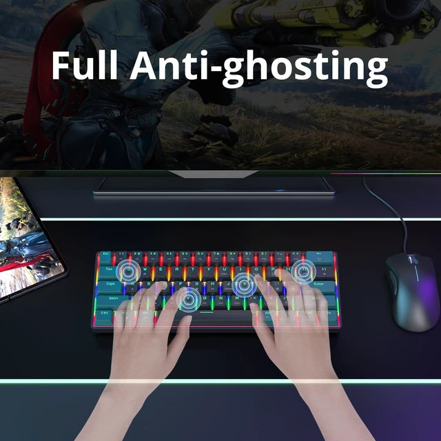 Alt view image 3 of 5 - Owpkeenthy 60% Wired Mechanical Keyboard