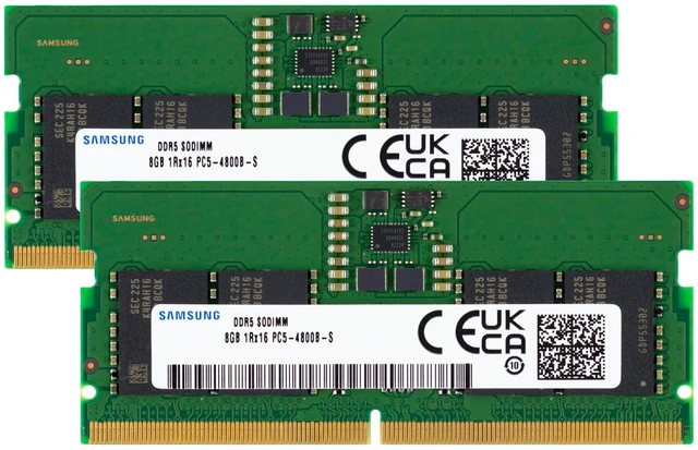 Main image of Samsung 16GB (2x8GB) DDR5 4800MHz PC5-38400 CL40 SODIMM 1Rx16 Single Rank 1.1V 262-Pin Laptop, Notebook RAM Memory
