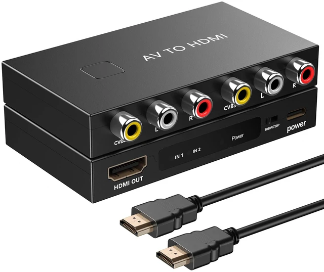 Main image of Uzifhdhi 2 Port RCA to HDMI Converter, AV to HDMI Converter with HDMI Cable