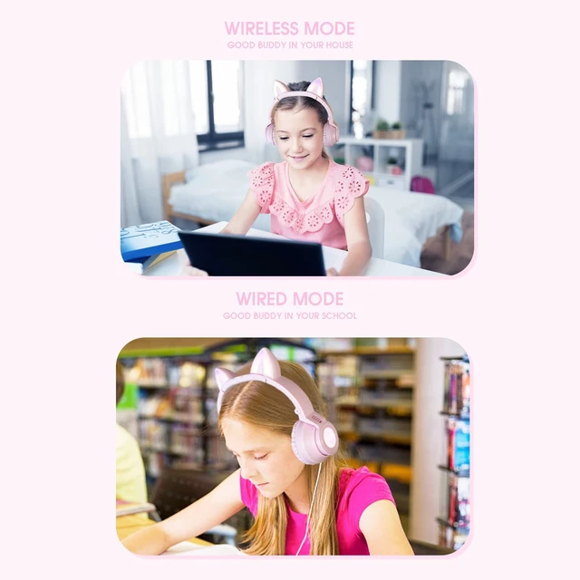 Alt view image 3 of 5 - YUSONIC Cat Ear Bluetooth Headphones,Toddlers Kids Wireless Headphones for Boys Girls Fire Tablet/Laptop/Pad/School (Purple)