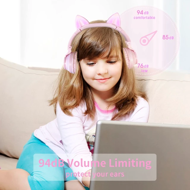 Alt view image 4 of 5 - YUSONIC Cat Ear Bluetooth Headphones,Toddlers Kids Wireless Headphones for Boys Girls Fire Tablet/Laptop/Pad/School (Purple)