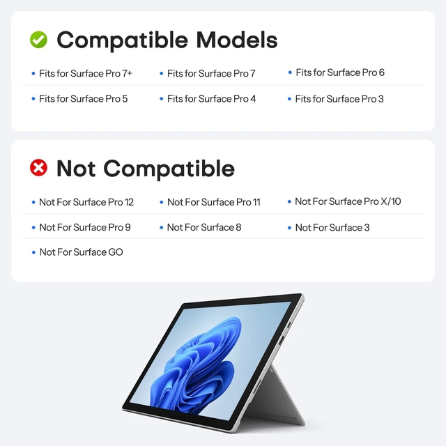 Alt view image 2 of 5 - TECURS Bluetooth Keyboard for Microsoft Surface Pro 7/7+/6/5/4/3 12.3 inch