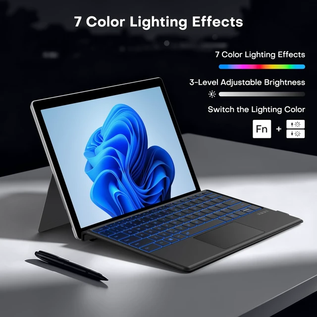 Alt view image 4 of 5 - TECURS Bluetooth Keyboard for Microsoft Surface Pro 7/7+/6/5/4/3 12.3 inch