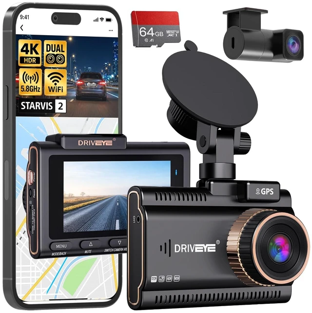 Main image of Dual Dash Cam Front and Rear Wireless, 4K+2K Car Dash Camera with STARVIS 2 Sensor, WiFi, HDR Night Vision, 3" IPS Screen, Built-in GPS, Voice Control, 64GB SD Card Included, 24H Parking Mode
